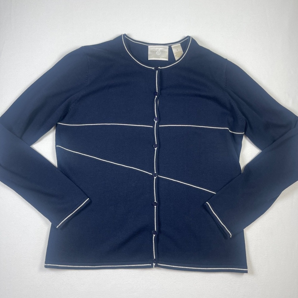 Emma & James Women's S Navy Button Front Cardigan Sweater Classic